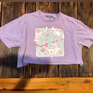 Hot Topic Lavender Cat Print Crop Top